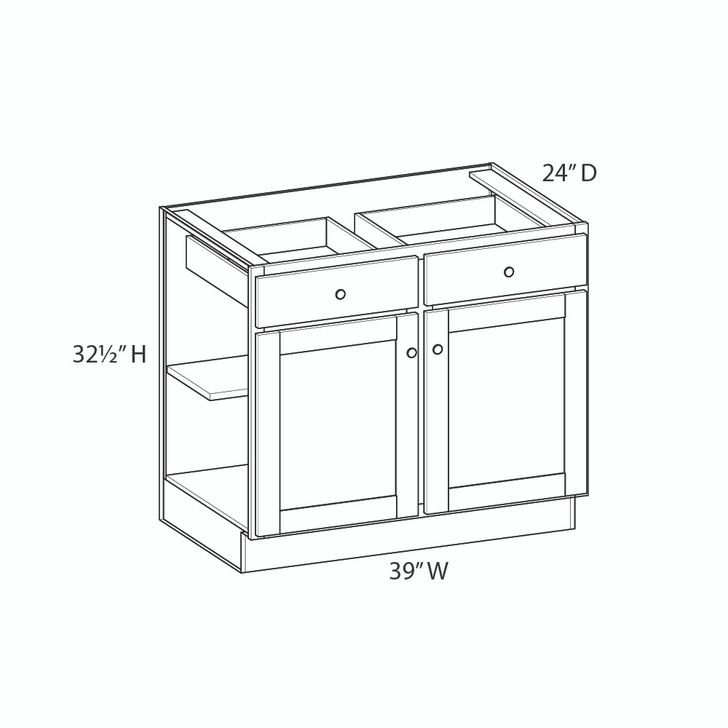 AMHERST Shaker 39 in. W x 32 in. H x 24 in. D in Walnut Plywood Assembled Base Cabinet