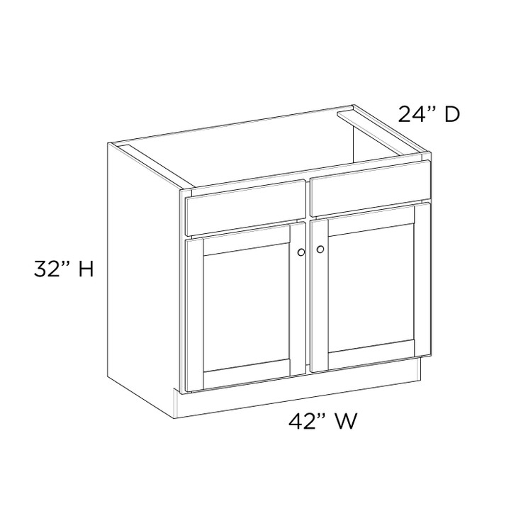 AMHERST Assembled 42 in. W x 32 in. H x 24 in. D Plywood Sink Base Cabinet in Walnut