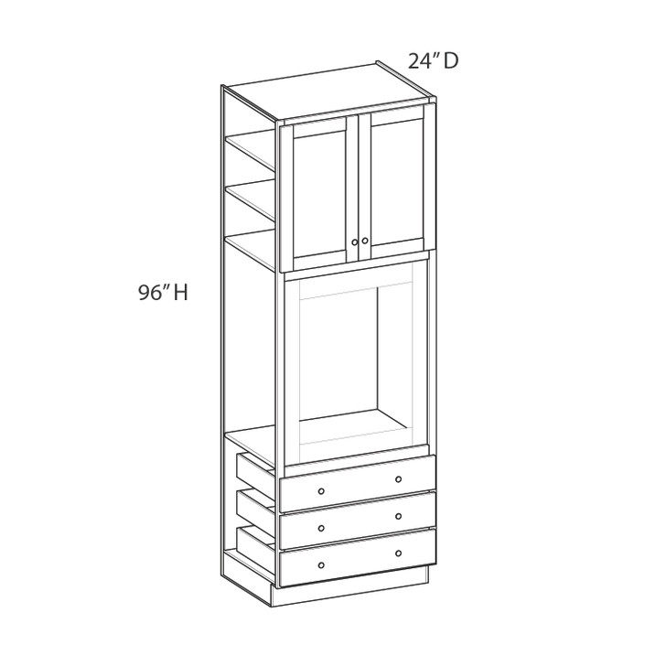 AMHERST Assembled 33 in. W x 96 in. H x 24 in. D Plywood Oven Tall Cabinet in Walnut