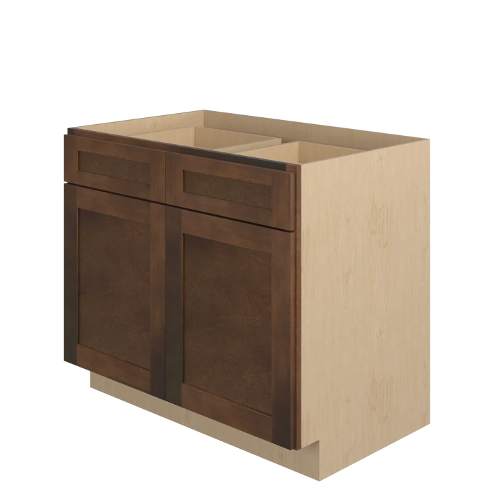 AMHERST Ready to Assemble 39 in. W x 34.5 in. H x 24 in. D Plywood Base Cabinet Full Height Door(s) w/(2) Roll-out Trays in Walnut