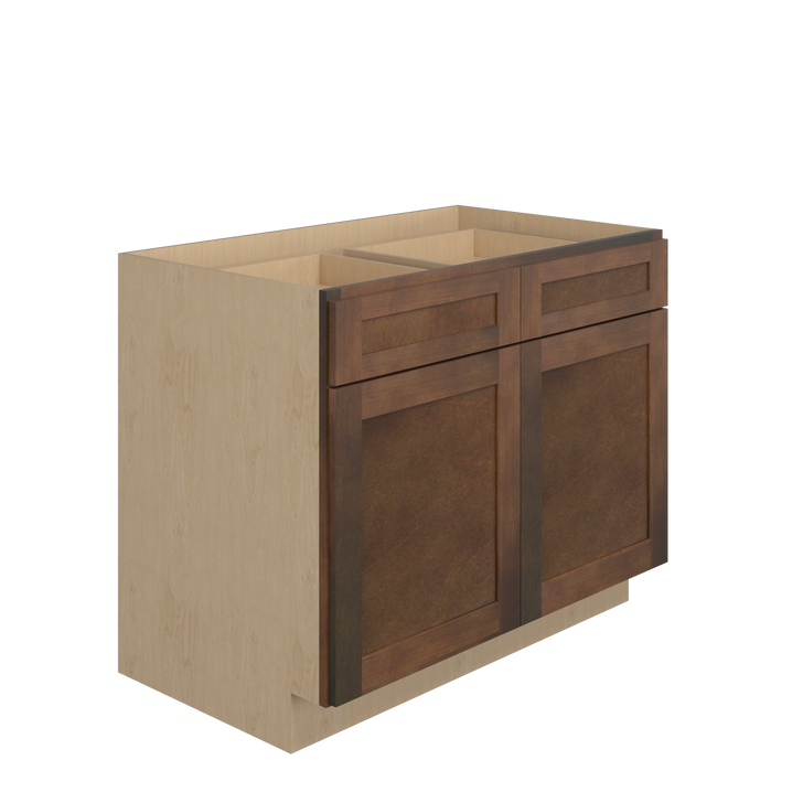 AMHERST Ready to Assemble 42 in. W x 34.5 in. H x 24 in. D Plywood Base Cabinet Full Height Door(s) w/(4) Roll-out Trays in Walnut