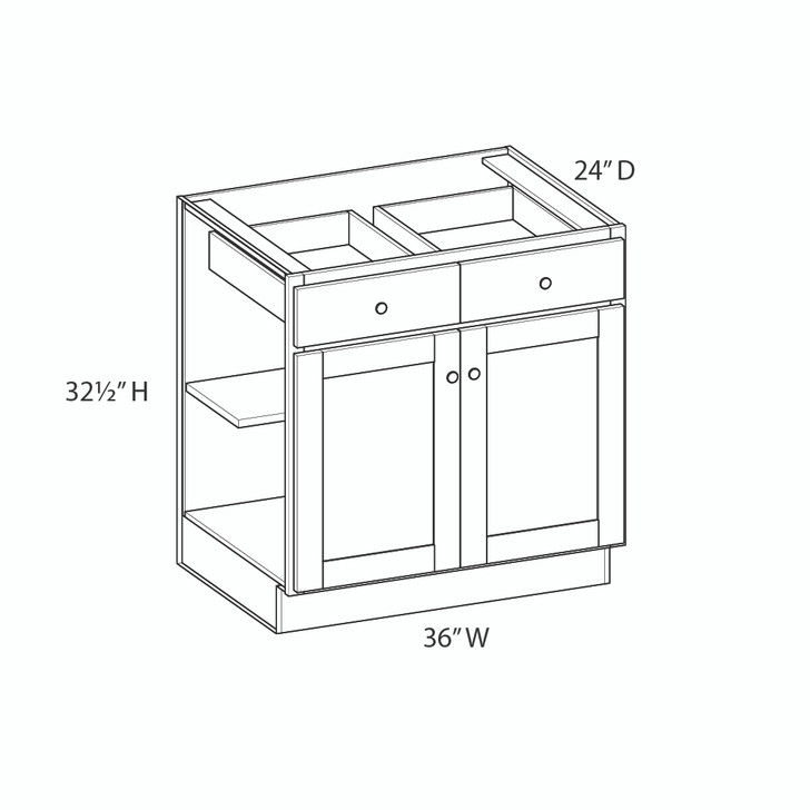 AMHERST Shaker 36 in. W x 32 in. H x 24 in. D in Walnut Plywood Ready to Assemble Base Cabinet