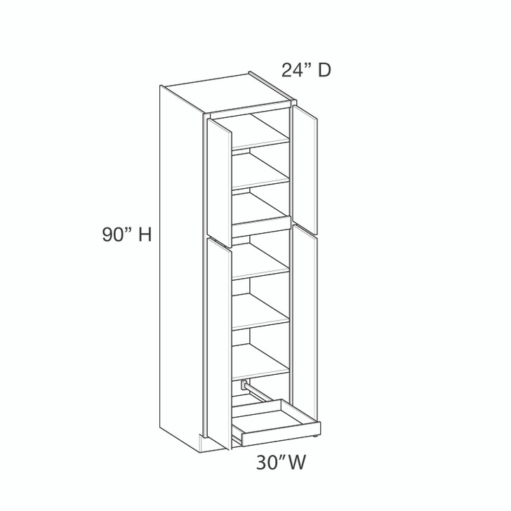 Euro Max Ithaca Utility Cabinet w/(1) Roll-out Tray Installed {30" x 90" H - Butt Doors} - (4) Doors