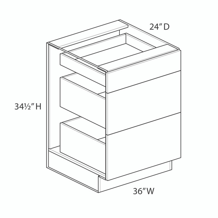 Euro Max Ithaca 36" (3) Drawer Base Cabinet
