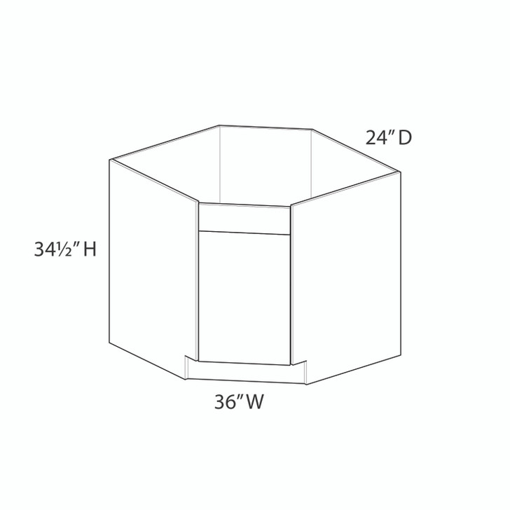 Euro Max Ithaca 36" Diagonal Sink Base Cabinet - (1) Door / (1) False Front