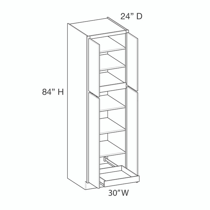 Euro Max Ithaca Utility Cabinet w/(1) Roll-out Tray Installed {30" x 84" H - Butt Doors} - (4) Doors