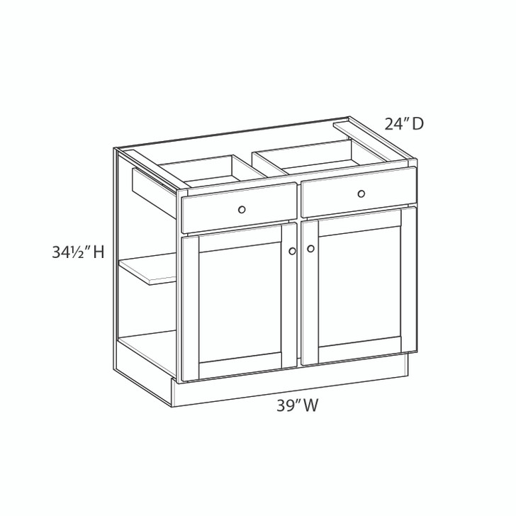Euro Max Saratoga 39" Base Cabinet - (2) Doors / (2) Drawers