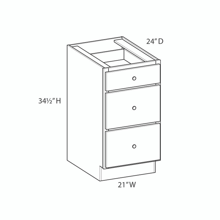 Euro Max Saratoga 21" (3) Drawer Base Cabinet