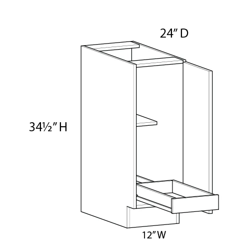 Euro Max Saratoga 12" Base Cabinet w/(1) Roll-out Tray Installed - (1) FH Door