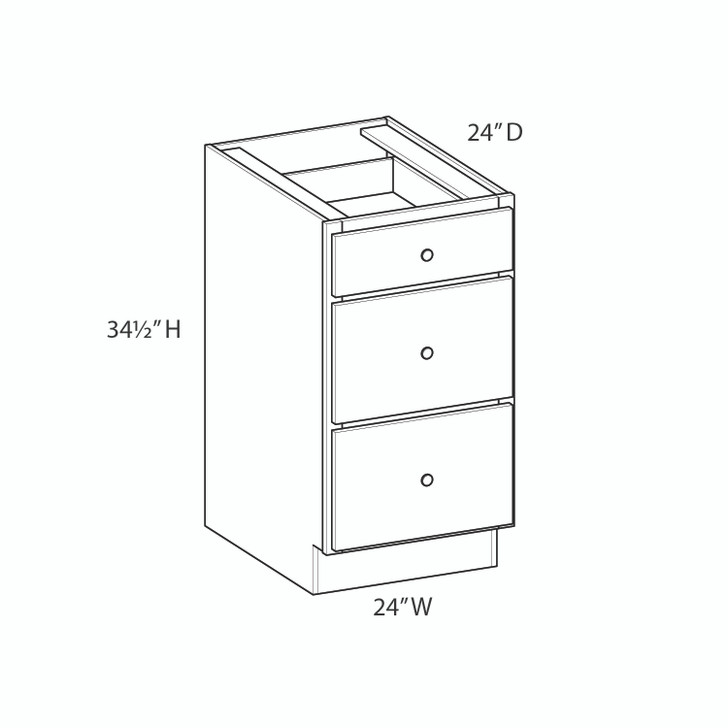 Euro Max Saratoga 24" (3) Drawer Base Cabinet