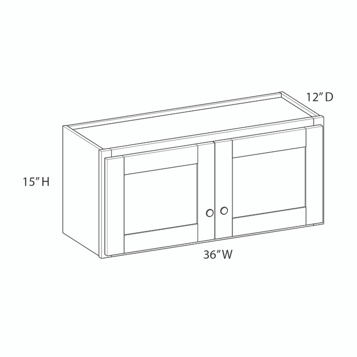 Euro Max Saratoga Wall Cabinet {36" x 15" H - Butt Doors} - (2) Doors