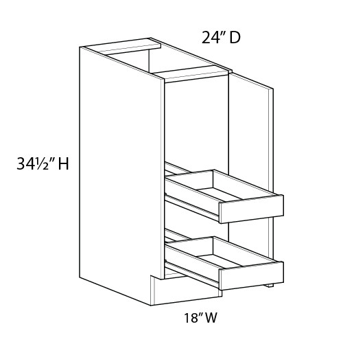 Euro Max GRAMERCY A B18FH (RT2) 18" Base Cabinet w/(2) Roll-out Trays Installed - (1) FH Door