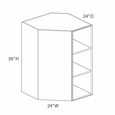 Euro Max GRAMERCY A WDC2436 Wall Diagonal Corner Cabinet {24" x 36" H} - (1) Door