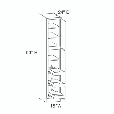 Euro Max GRAMERCY C UC18X90 (RT3) Utility Cabinet w/(3) Roll-out Tray Installed {18" x 90" H} - (2) Doors