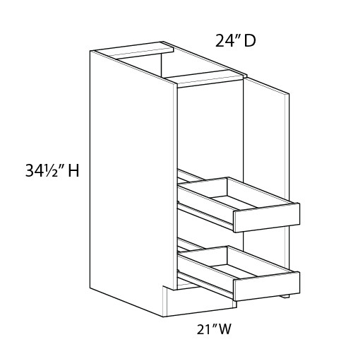 Euro Max GRAMERCY B21FH (RT2) 21" Base Cabinet w/(2) Roll-out Trays Installed - (1) FH Door