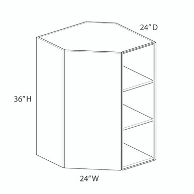 Euro Value GRAMERCY A Wall Diagonal Corner Cabinet {24" x 36" H} - (1) Door