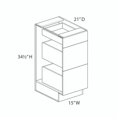 Euro Value GRAMERCY A 15" Vanity 3 Drawer Base {21" D}