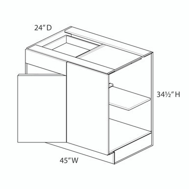 Euro Value GRAMERCY A Base Corner Cabinet Blind Right - Pull 45"-48" {Actual Width 45"} - (1) Door / (1) Drawer