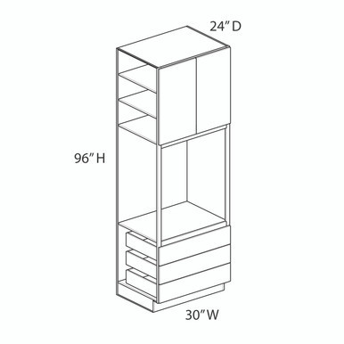 Euro Value GRAMERCY A Triple Drawer Oven Cabinet {30" x 96" H} - (2) Doors / (3) Drawers