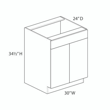 Euro Value GRAMERCY A 30" Sink Base Cabinet {Butt Doors} - (2) Doors / (1) False Front