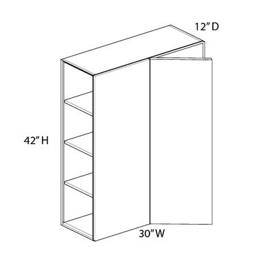 Euro Value GRAMERCY C 42"H Wall Corner Blind Cabinet - Pull 30"-33" {Actual Width 30"} - (1) Door