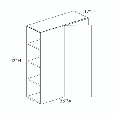 Euro Value GRAMERCY C 42"H Wall Corner Blind Cabinet - Pull 36"-39" {Actual Width 36"} - (1) Door