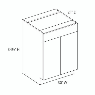 Euro Value GRAMERCY C Vanity Sink Base {30" x 21" D - Butt Doors} - (2) Doors / (1) False Front