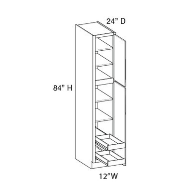 Euro Value GRAMERCY C Utility Cabinet w/(2) Roll-out Tray Installed {12" x 84" H} - (2) Doors