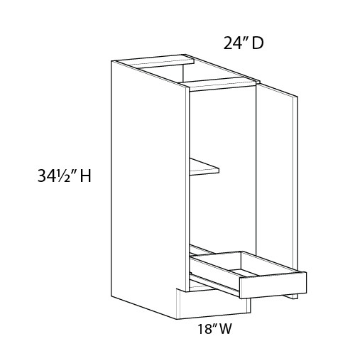 Euro Value GRAMERCY C 18" Base Cabinet w/(1) Roll-out Tray Installed - (1) FH Door