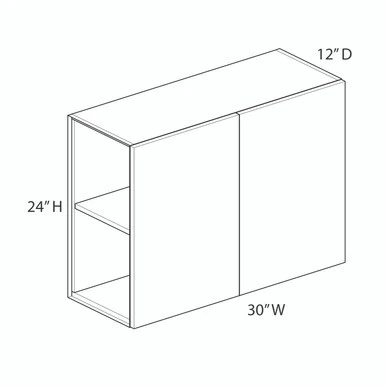 Euro Value GRAMERCY B Wall Cabinet {30" x 24" H - Butt Doors} - (2) Doors