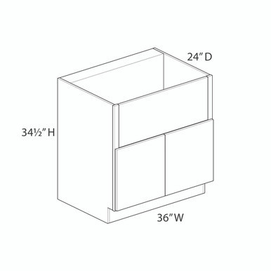 Euro Value GRAMERCY B 36" Farm Sink Base Cabinet {Panel trimmable up to 12" - Butt Doors} - (2) Doors