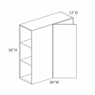 Euro Value GRAMERCY C 30"H Wall Corner Blind Cabinet - Pull 36"-39" {Actual Width 36"} - (1) Door
