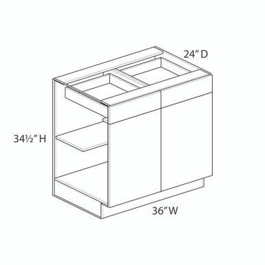 Euro Value GRAMERCY C 36" Base Cabinet {Butt Doors} - (2) Doors / (2) Drawers