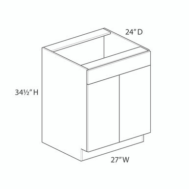 Euro Value GRAMERCY C 27" Sink Base Cabinet {Butt Doors} - (2) Doors / (1) False Front