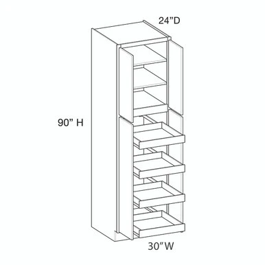 Euro Value GRAMERCY C Utility Cabinet w/(4) Roll-out Tray Installed {30" x 90" H - Butt Doors} - (4) Doors