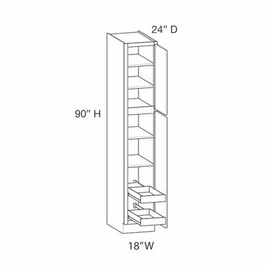 Euro Value GRAMERCY C Utility Cabinet w/(2) Roll-out Tray Installed {18" x 90" H} - (2) Doors