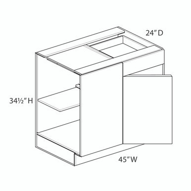 Euro Value GRAMERCY C Base Corner Cabinet Blind Left - Pull 45"-48" {Actual Width 45"} - (1) Door / (1) Drawer