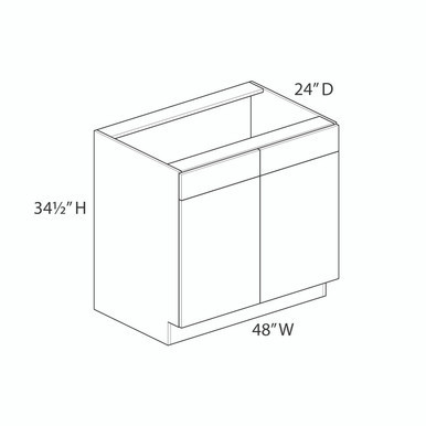 Euro Value GRAMERCY C 48" Sink Base Cabinet {Butt Doors} - (4) Doors / (2) False Fronts