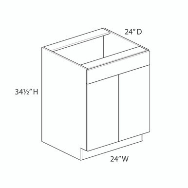 24" Sink Base Cabinet {Butt Doors} - (2) Doors / (1) False Front