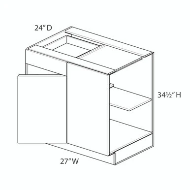 Base Corner Cabinet Blind Right - Pull 36"-39" {Actual Width 27"} - (1) Door / (1) Drawer