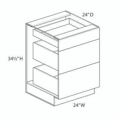 Euro Max Ithaca 24" (3) Drawer Base Cabinet