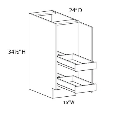 Euro Max Ithaca 15" Base Cabinet w/(2) Roll-out Trays Installed - (1) FH Door