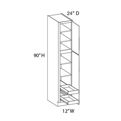 Euro Value Gramercy Shaker Utility Cabinet w/(2) Roll-out Tray Installed {12" x 90" H} - (2) Doors