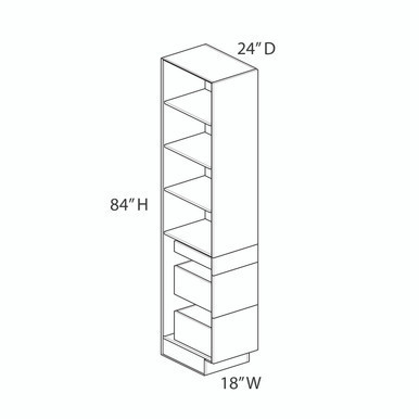 Euro Value Gramercy Shaker Linen Cabinet {18" x 84" H - 21" D} - (1) Door / (3) Drawers