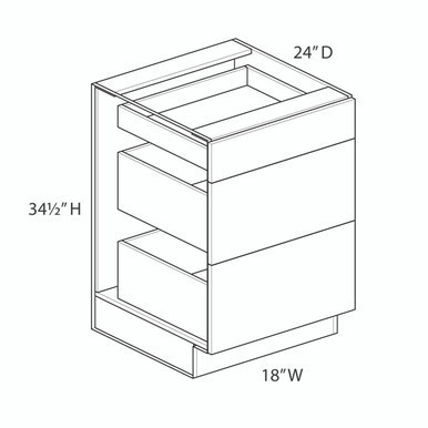 Euro Value Gramercy Shaker 18" (3) Drawer Base Cabinet