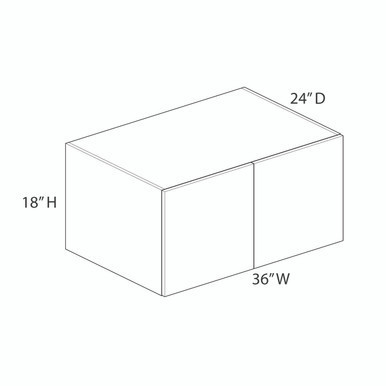 Euro Value Gramercy Shaker Refrigerator Wall Cabinet {36" x 18" H x 24" D - Butt Doors} - (2) Doors