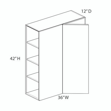 Euro Value Gramercy Shaker 42"H Wall Corner Blind Cabinet - Pull 36"-39" {Actual Width 36"} - (1) Door