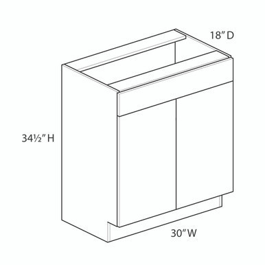 Euro Value Gramercy Shaker Vanity Sink Base {30" x 18" D - Butt Doors} - (2) Doors / (1) False Front