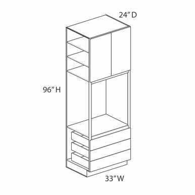 Euro Max Gramercy Shaker Triple Drawer Oven Cabinet {33" x 96" H} - (2) Doors / (3) Drawers