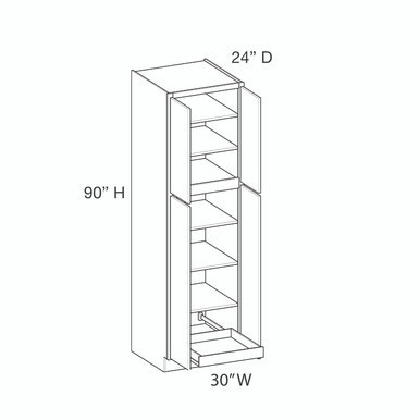 Euro Max Gramercy Shaker Utility Cabinet w/(1) Roll-out Tray Installed {30" x 90" H - Butt Doors} - (4) Doors